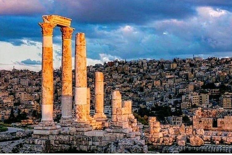 The standing columns of the Temple of Hercules on the Citadel hill in Amman
