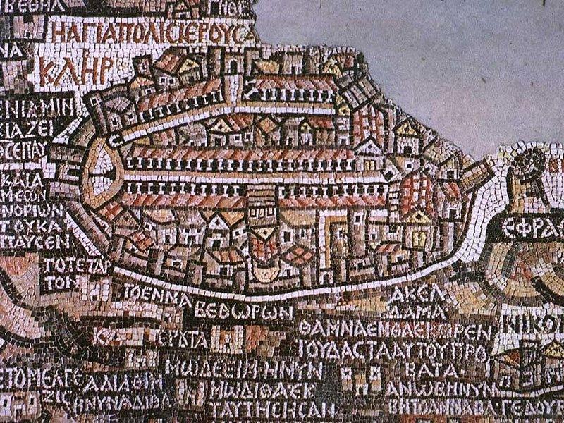 The sixth-century mosaic map of the Holy Land on the church floor at Madaba