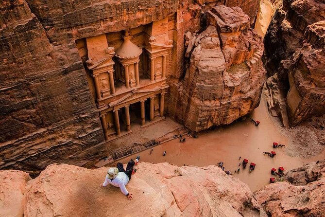 Rock-cut steps climbing away from the main trail at Petra