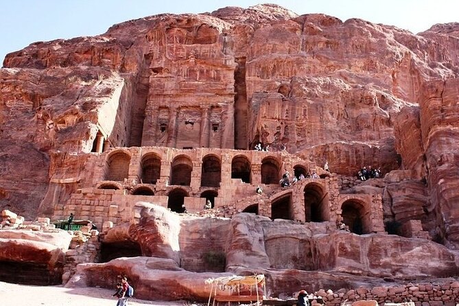 The cliff of the Royal Tombs at Petra, tomb fronts cut side by side