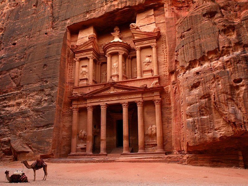 The Treasury at Petra with the Street of Facades running away beyond it